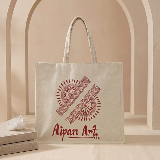 Uttarakhand Aipan Artisan-Made Canvas Handbag