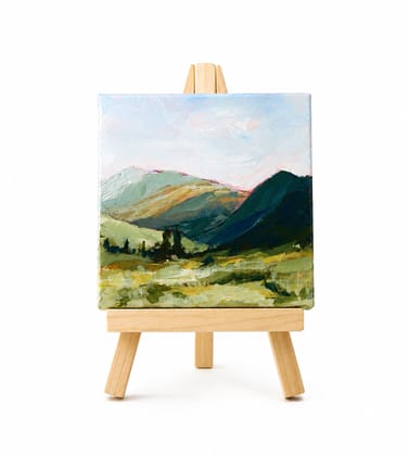 ARTDORA Handmade Miniature Landscape Canvas Painting with Wooden Easel | Hand-Painted Acrylic Art | Tabletop Home Décor | Office Desk Decoration | Unique Gift
