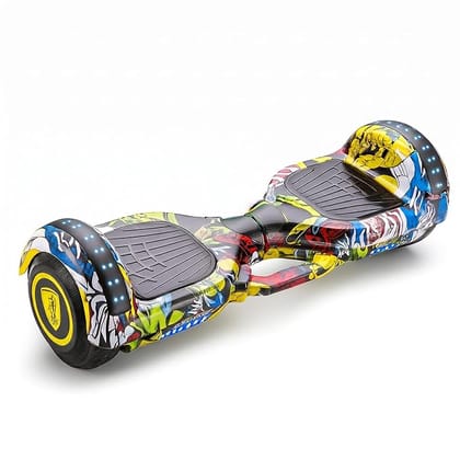 Smart Self Balancing 6.5 Inch Hoverboard for Kids & Adults with Bluetooth Speaker, LED Lights, Rechargeable Battery and Anti-Slip Foot Pads - Yellow Color