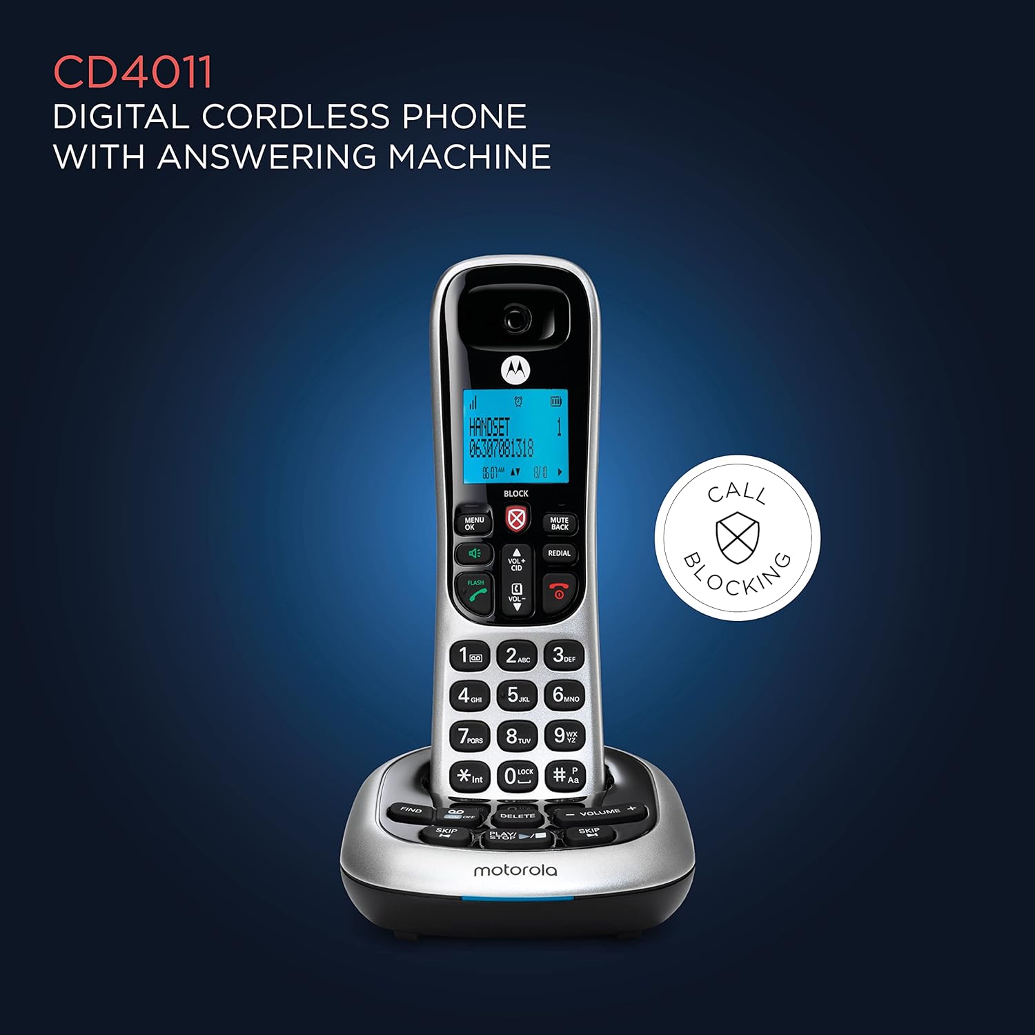 Motorola CD4011 DECT 6.0 Digital Cordless Phone with Answering Machine
