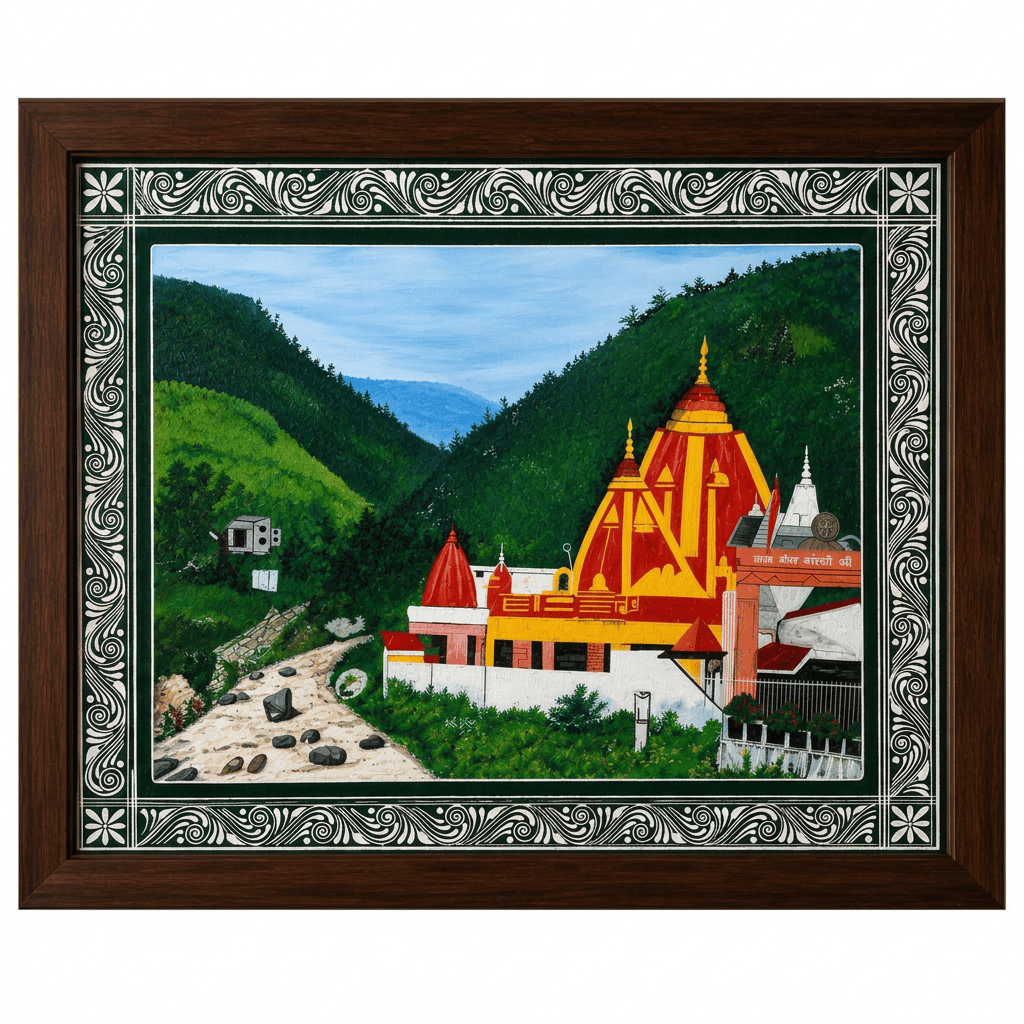 Baba Neemkaroli Tempal Aipan Flok Art