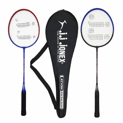 JJ JONEX Ayush Aluminum Badminton Set 2 Rackets Light Weight with Full Cover (MYC) - Multicolour JJ JONEX Ayush Aluminum Badminton Set 2 Rackets Light Weight with Full Cover (MYC) - Multicolour