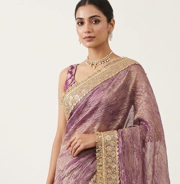 Crush tissue silk sarees 