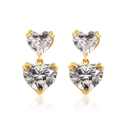 Elegant Heart Drop Earrings for Women & Girls | Luxury Solitaire Crystal Heart Dangle Earrings | Gold Finish Party Wear Jewellery Pair of 1 Elegant Heart Drop Earrings for Women & Girls | Luxury Solitaire Crystal Heart Dangle Earrings | Gold Finish Party Wear Jewellery Pair of 1