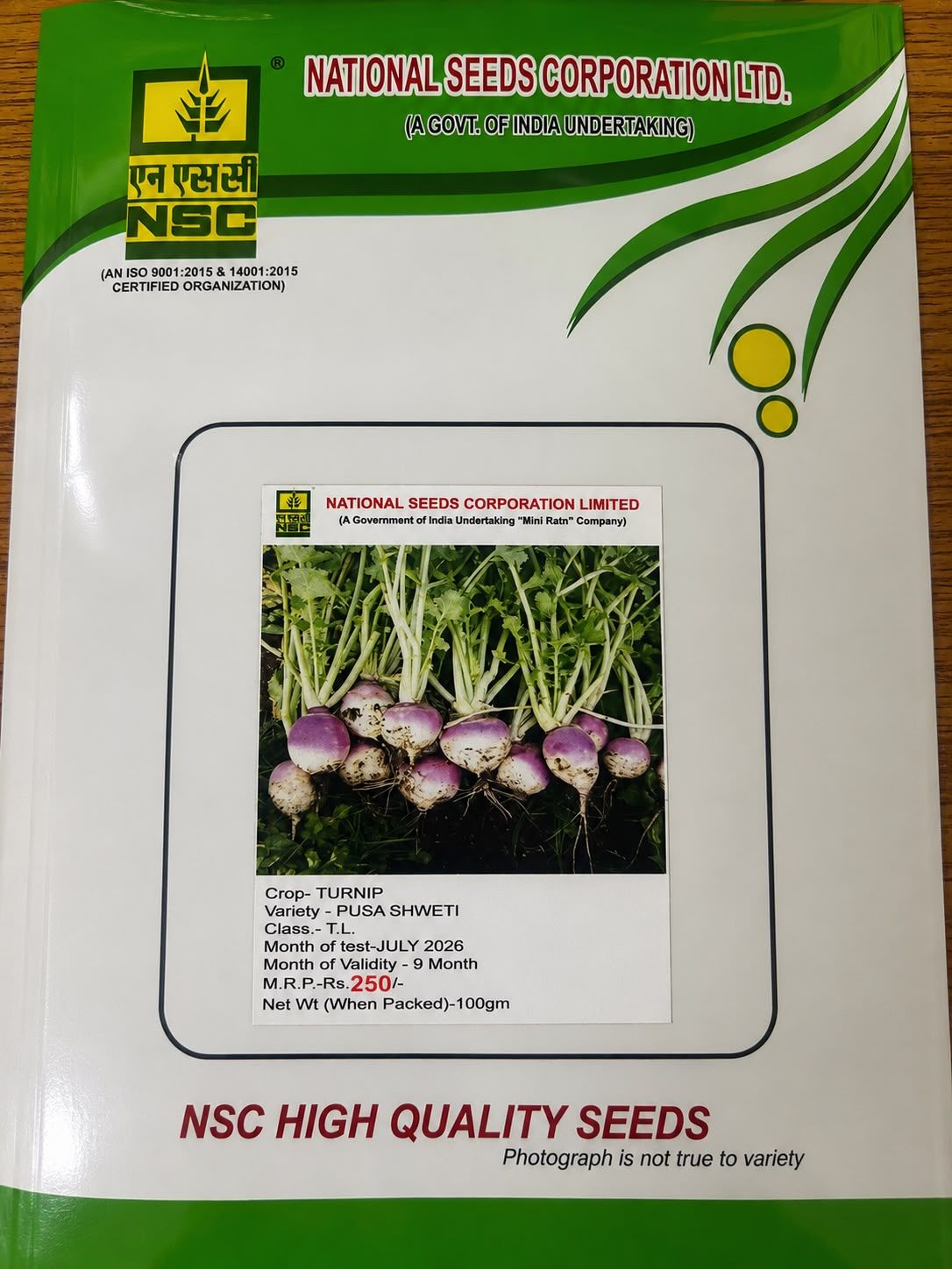 NSC Turnip Seed Pusa Sweti, 100  gm