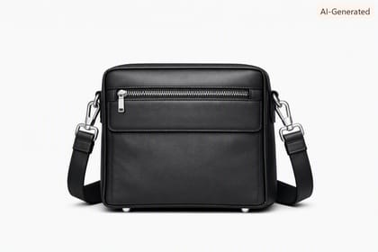 Premium Blue Leather Crossbody Messenger Bag