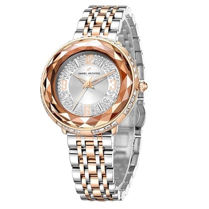Daniel Hechter Paris Palais-Royal Collection Unique Analoge Watch for Women Withdiamond Cut Glass Dial and Stainless Steel Strap