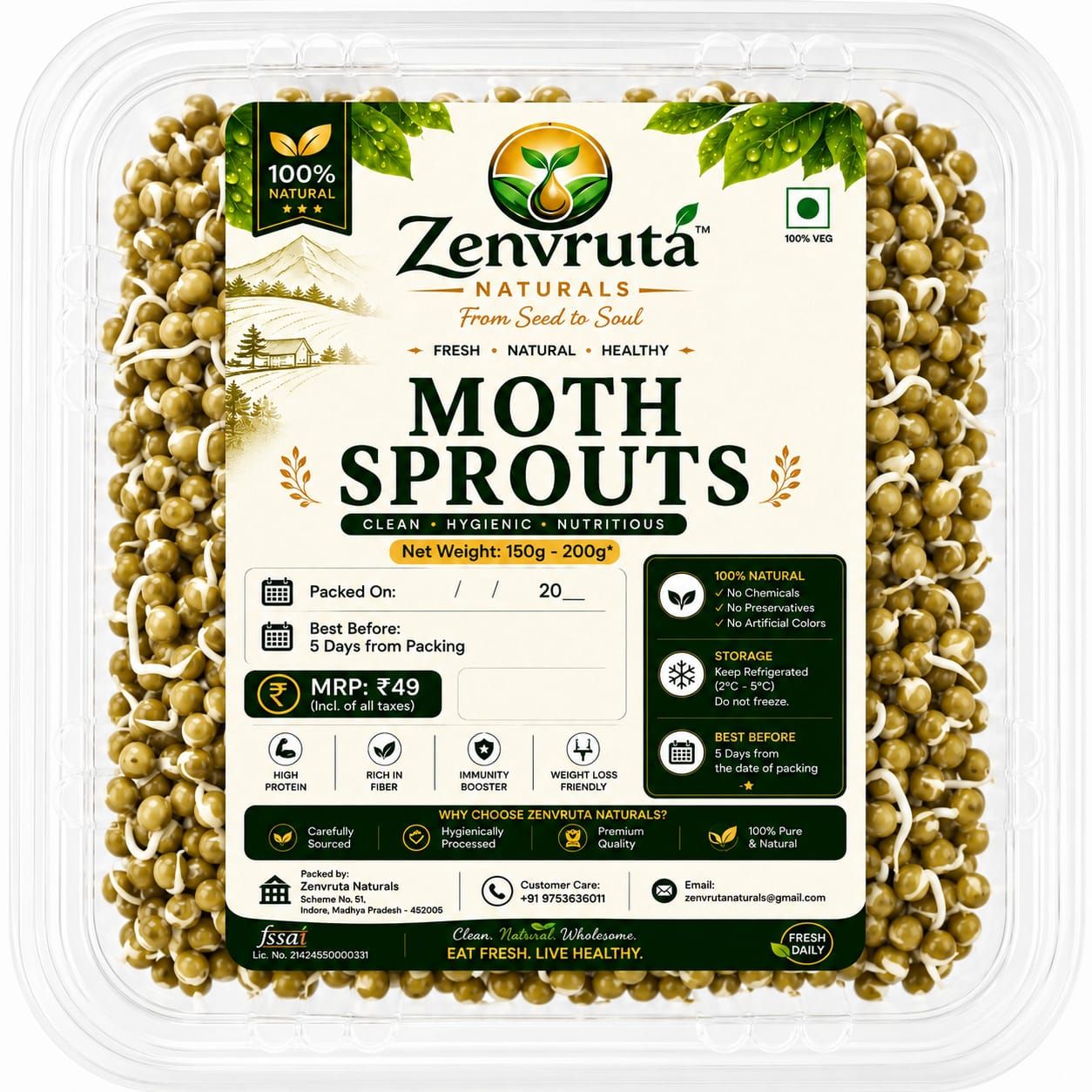 Zenvruta Naturals Moong Sprouts 200g