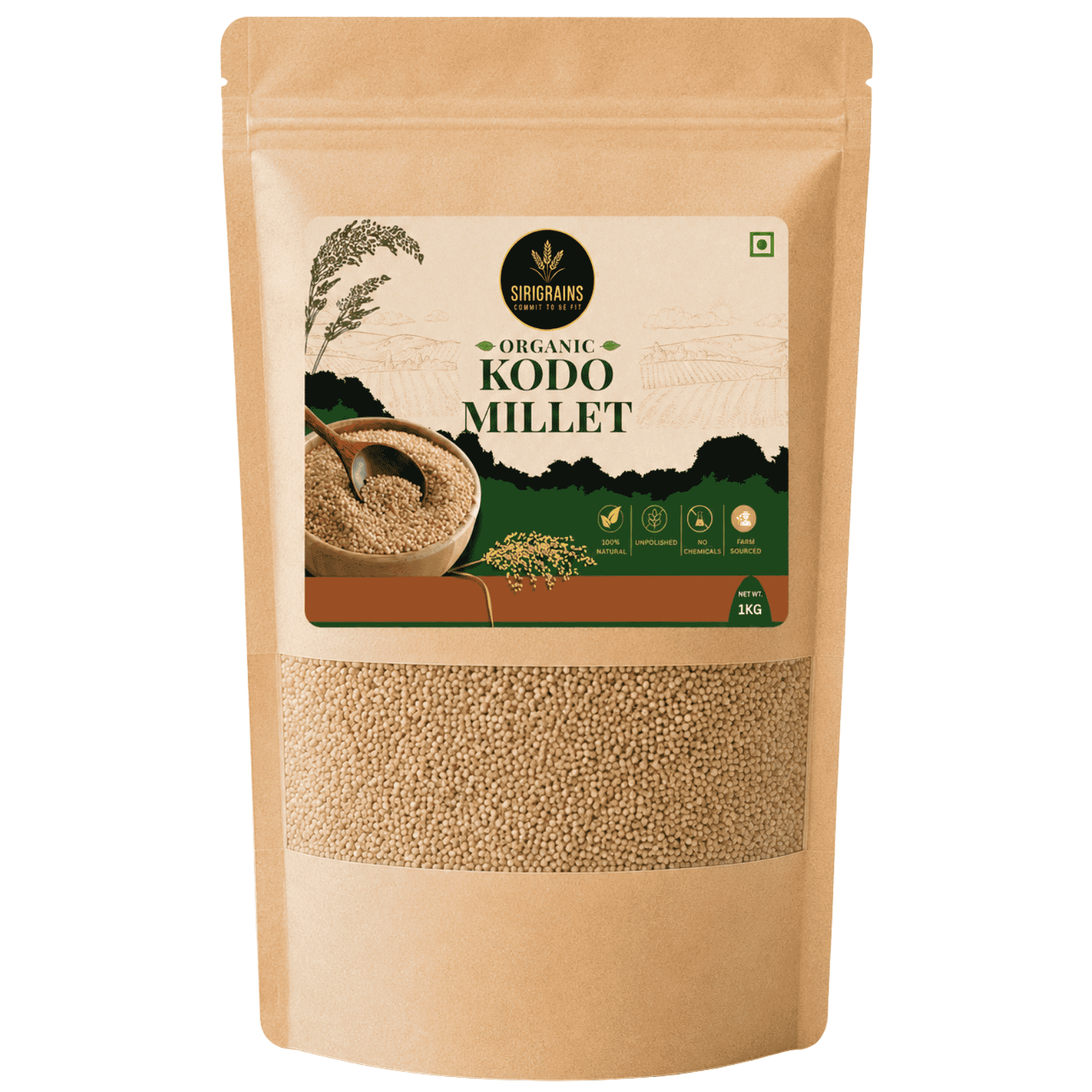 SiriGrains Organic Kodo Millet 1kg | Whole Unpolished Millet (Kodra, Varagu, Harka, Arikelu) | Premium Ancient Grain for Rice, Khichdi & Everyday Cooking