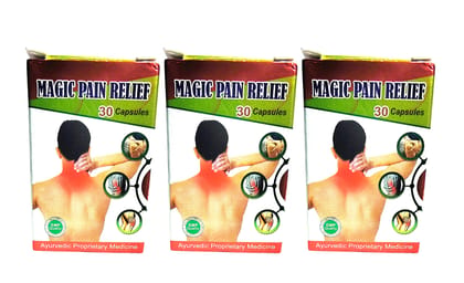 Magic Pain Relief Ayurvedic Joint & Muscle Care Capsules (Pack of 3) Total 90 Tabs