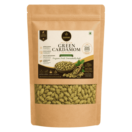 SiriGrains Premium Green Cardamom 50g (Elaichi) | Bold 8mm+ Whole Cardamom Pods | Naturally Rich Aroma | Handpicked Premium Spice