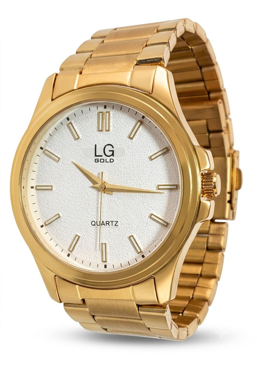 LG GOLD Watch Men's Analog Quartz Watch - 23K Gold Plated