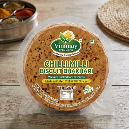 Vinimay Brand Vacuum Pack Dry Chili Milli Biscuit Bhakhari - 200 Grams Vinimay Brand Vacuum Pack Dry Chili Milli Biscuit Bhakhari - 200 Grams