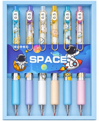 KTRS Enterprise Space Theme 0.5mm Gel Pen Set | Cute Kawaii Cartoon Pens for Kids | Smooth Black Ink Retractable Pens | Aesthetic School & Office Stationery | Pack of 6 KTRS Enterprise Space Theme 0.5mm Gel Pen Set | Cute Kawaii Cartoon Pens for Kids | Smooth Black Ink Retractable Pens | Aesthetic School & Office Stationery | Pack of 6