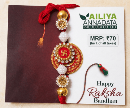 Traditional Swastika and Pearl Rakhi Thread 