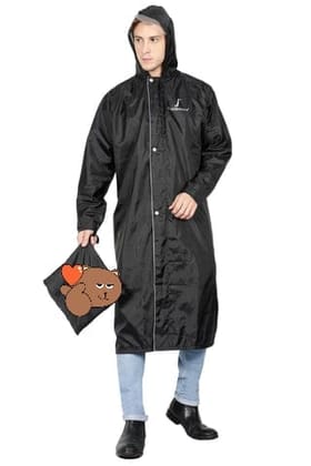Men's Reversible Waterproof Long Raincoat | Adjustable Hood, Double Closure, Knee-Length Polyester Rain Wear Men's Reversible Waterproof Long Raincoat | Adjustable Hood, Double Closure, Knee-Length Polyester Rain Wear