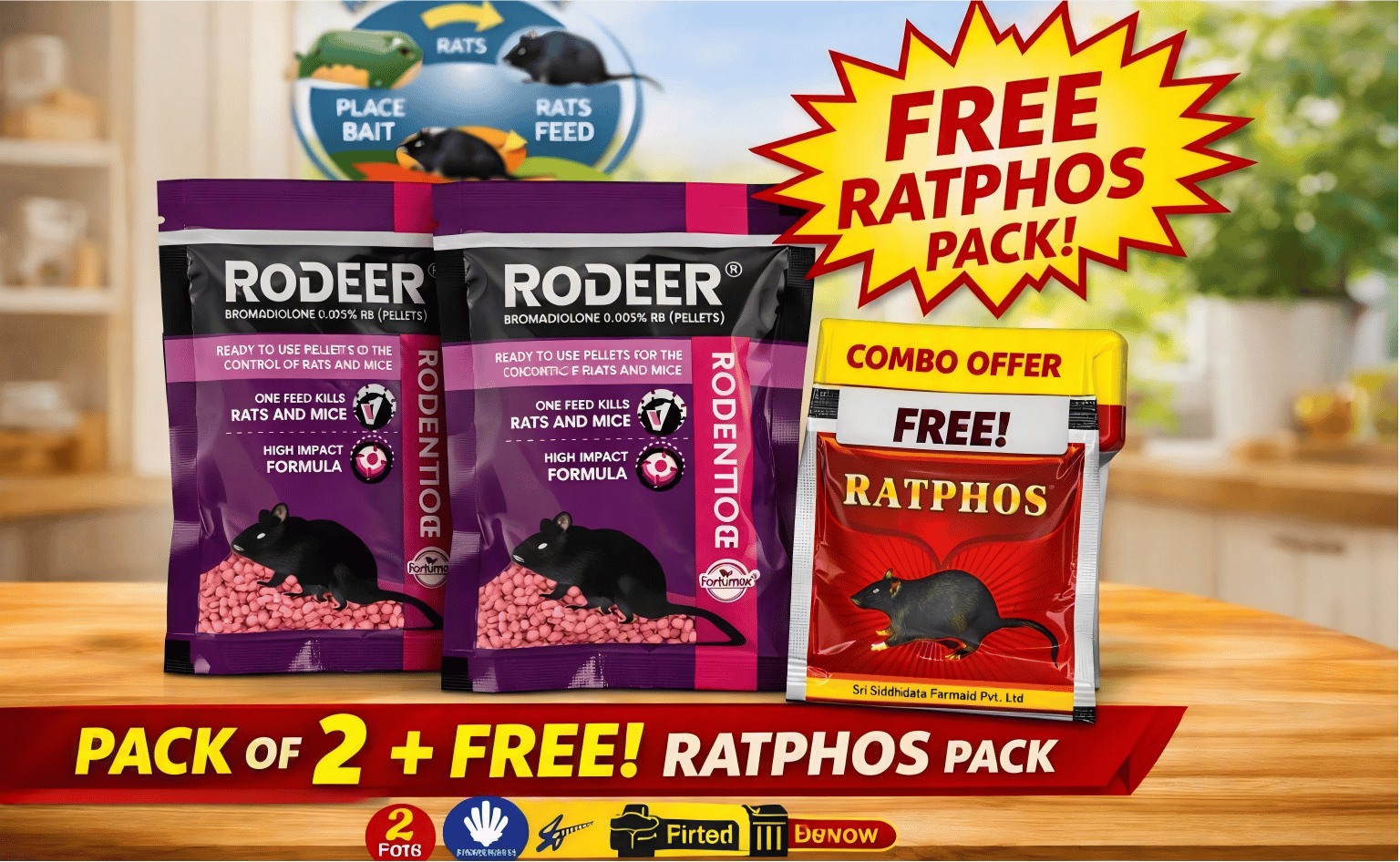Best Rat Killer Combo Of Pellets & Zinc Phosphide 50GMX2+10GMx1