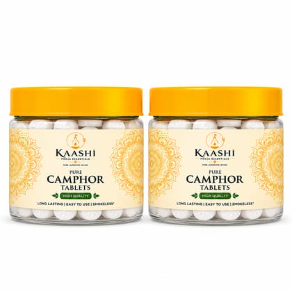 Kaashi High Quality Pure Camphor Tablets for Pooja - 50g Pack of 2 (100g)