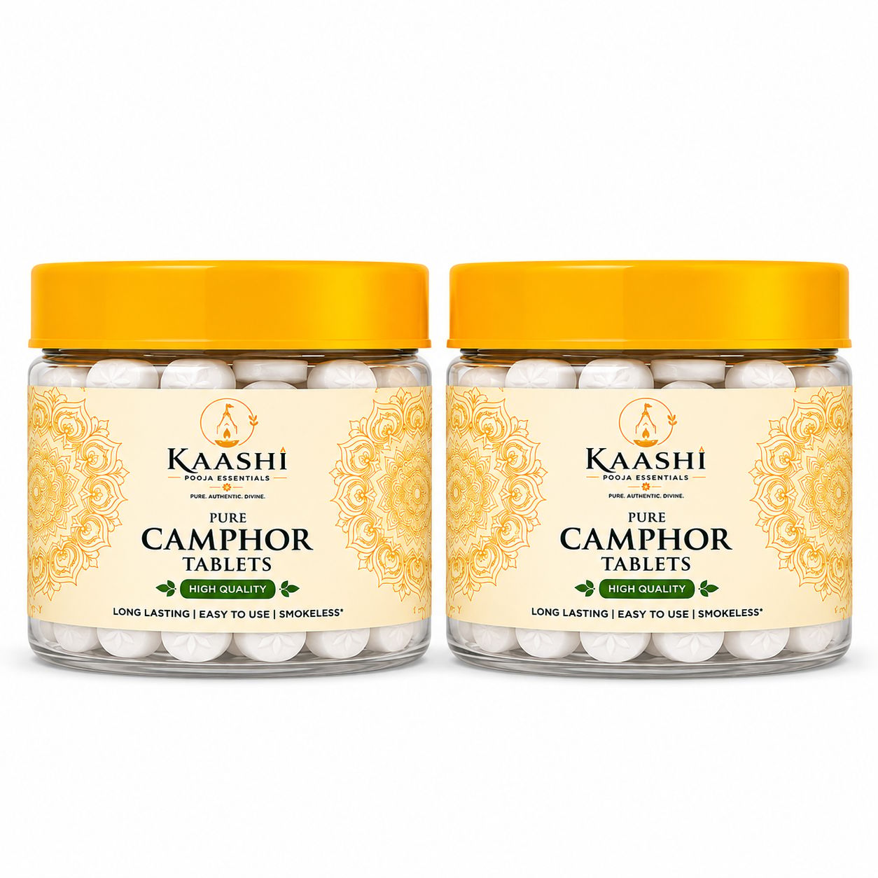 Kaashi High Quality Pure Camphor Tablets for Pooja - 50g Pack of 2 (100g)
