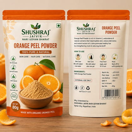 SHUSHRAJ JAIVIK Orange Peel Powder | 100% Pure & Natural | Rich in Vitamin C | Skin Care Face Pack | 80g