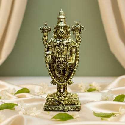 Sukh Sehaj Lord Venkateshwara Balaji Murti | Tirupati Balaji | Shree Vishnu Brass Murti | Handcrafted, Antique Finish for Home Temple, Decor, Pooja Ritual and Gifting