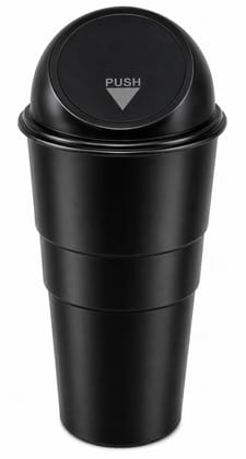Car Cup Holder Dustbin Small Auto Trash Can with Push Lid
