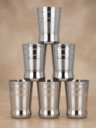 WEKTU Premium Stainless Steel Glass Set of 6 – Multi-Groove Ribbed Water & Milk Tumblers WEKTU Premium Stainless Steel Glass Set of 6 – Multi-Groove Ribbed Water & Milk Tumblers