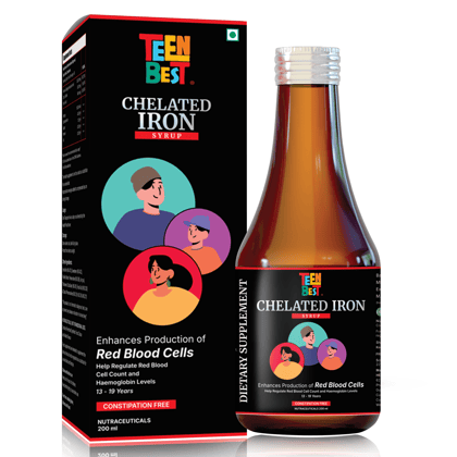 Healthbest Chelated Iron Liquid Supplement with Zinc & Folic Acid - Boosts Hemoglobin & Reduces Fatigue, 200 ml