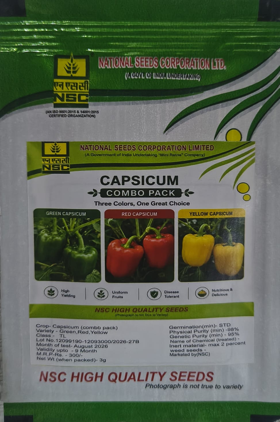NSC Capsicum seed combo Pack (Red, Yellow and Green)