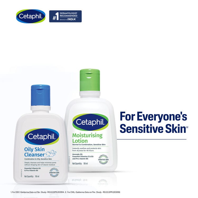 Cetaphil Gentle Skin Cleanser (125 ml) + Moisturising Lotion (100 ml) Combo Pack of 2