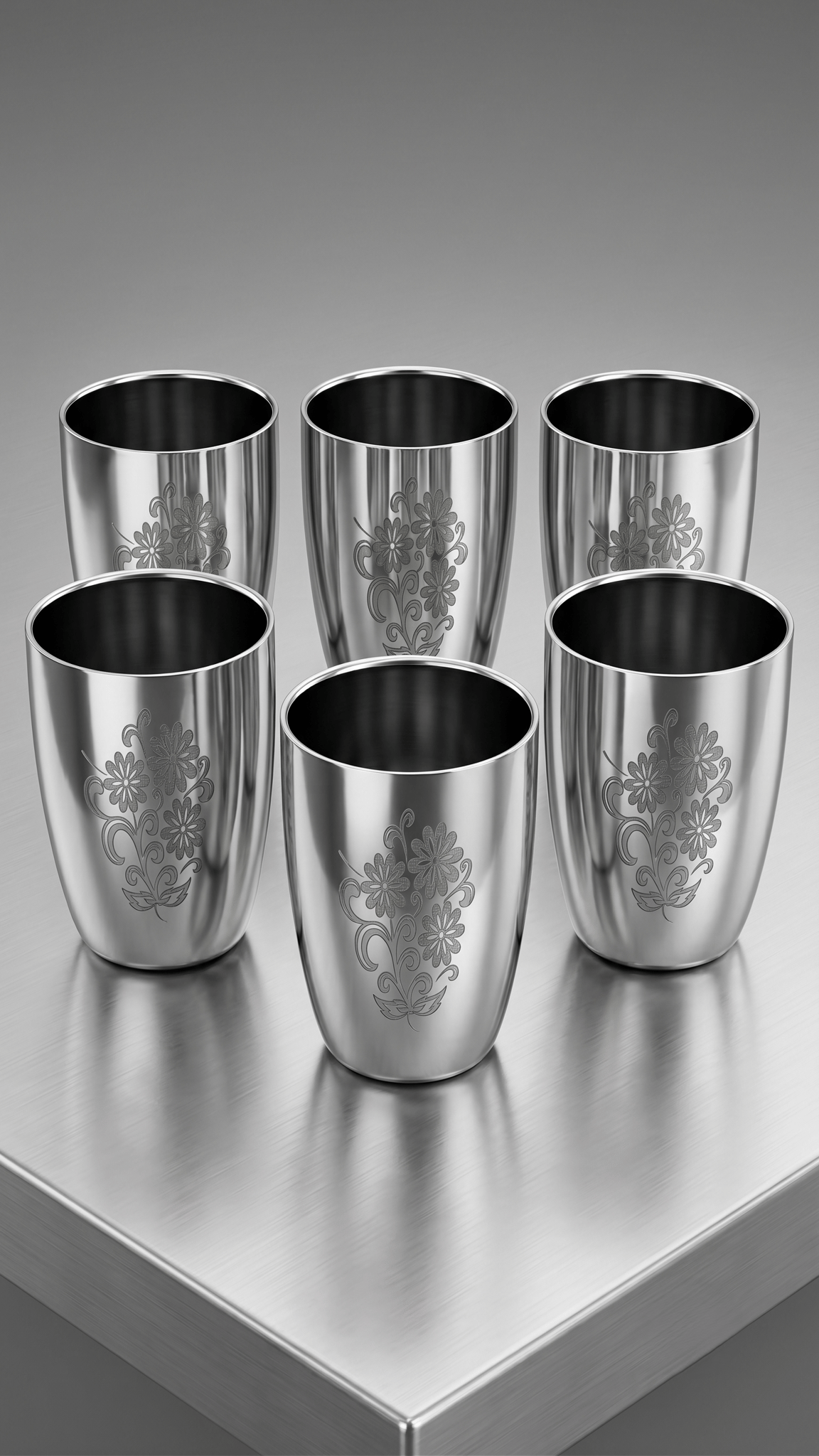 Premium Stainless Steel Drinking Glass Set of 6