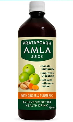 PRATAPGARH AMLA Amla Juice 475 ml | Cold Pressed with Ginger & Turmeric | Sugar Free | No Preservatives | Vitamin C Rich | Natural Ayurvedic Health Drink | Immunity Support | Diabetes Friendly | FSSAI Certified