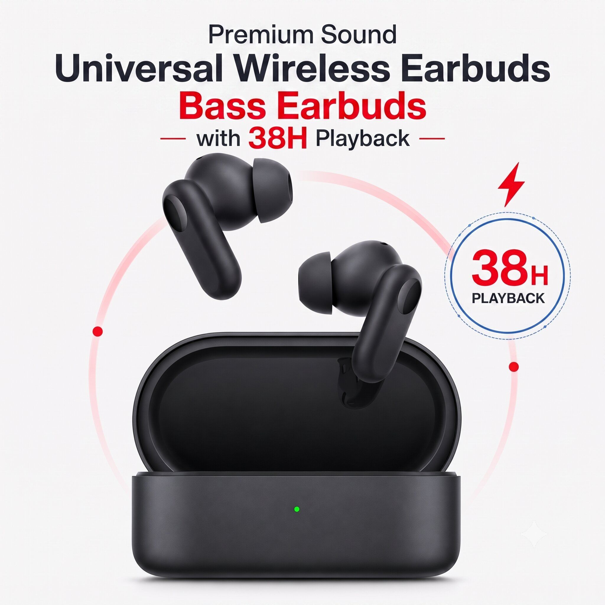 Buds 2r Wireless Earbuds Compatible with OnePlus - 12.4mm Bass Drivers, 38H Playtime, Dual Mic, IP55 Water Resistant