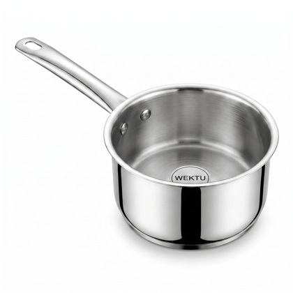 WEKTU Premium Stainless Steel Saucepan with Capsuled Induction Bottom – Heavy Gauge Tea Milk Pan with Riveted Cool-Touch Handle | Mirror Finish Cookware for Gas & Induction Stove WEKTU Premium Stainless Steel Saucepan with Capsuled Induction Bottom – Heavy Gauge Tea Milk Pan with Riveted Cool-Touch Handle | Mirror Finish Cookware for Gas & Induction Stove