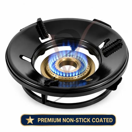 V3Deals Premium Quality Non Stick Gas Saver Burner Stand - Windproof Stove Cover Protector | Non-stick surface wipes clean in seconds — less scrubbing, more cooking, Windproof black-finish