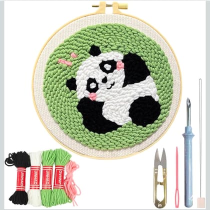 JINHAO Panda Punch Needle Kit for Beginners with Yarn and Tools