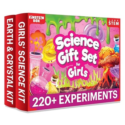 Einstein Box Science Experiment Kit Gift Set for Girls Aged 8-12 | 2 in 1: STEM Experiments & Crystal Growing Activities, Science Kit for Girls