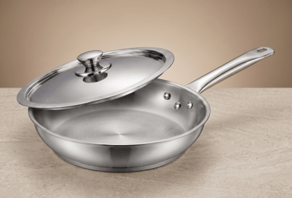 WEKTU Premium Stainless Steel Frypan with Stainless Steel Lid – Heavy Gauge Induction Bottom Frying Pan with 3-Rivet Cool Touch Handle | Mirror Finish Skillet for Gas & Induction Stove WEKTU Premium Stainless Steel Frypan with Stainless Steel Lid – Heavy Gauge Induction Bottom Frying Pan with 3-Rivet Cool Touch Handle | Mirror Finish Skillet for Gas & Induction Stove