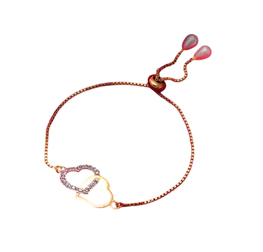 Adjustable Rose Gold Interlocking Heart Bracelet
