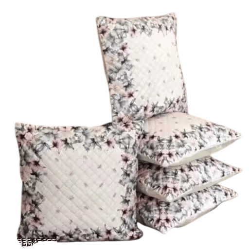 Grey Floral Quilted Cushion Covers