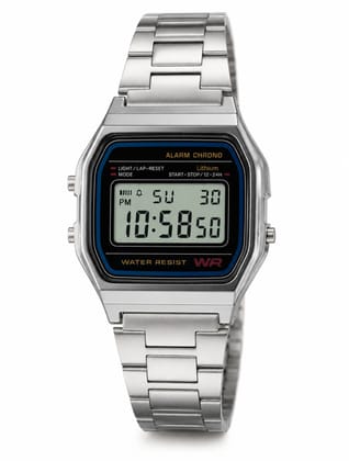 Men's Digital Stainless Steel Wrist Watch – Silver
