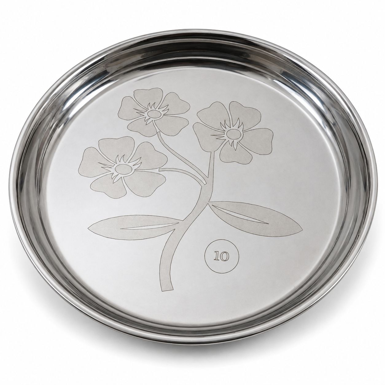 Premium Stainless Steel Round Floral Design Thali (Khoncha)