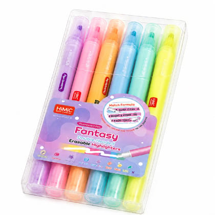 KTRS ENTERPRISE Fantasy Double-Headed Erasable Highlighter Pens Set – 6 Pastel Colours, Dual Tip Fluorescent Marker Pens for School, Office, Study, Journaling & Art KTRS ENTERPRISE Fantasy Double-Headed Erasable Highlighter Pens Set – 6 Pastel Colours, Dual Tip Fluorescent Marker Pens for School, Office, Study, Journaling & Art