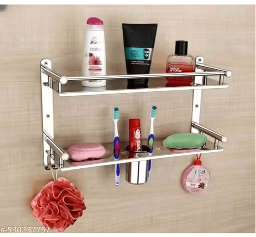 Multipurpose Self-Adhesive Stainless Steel Bathroom Organizer 5 in 1