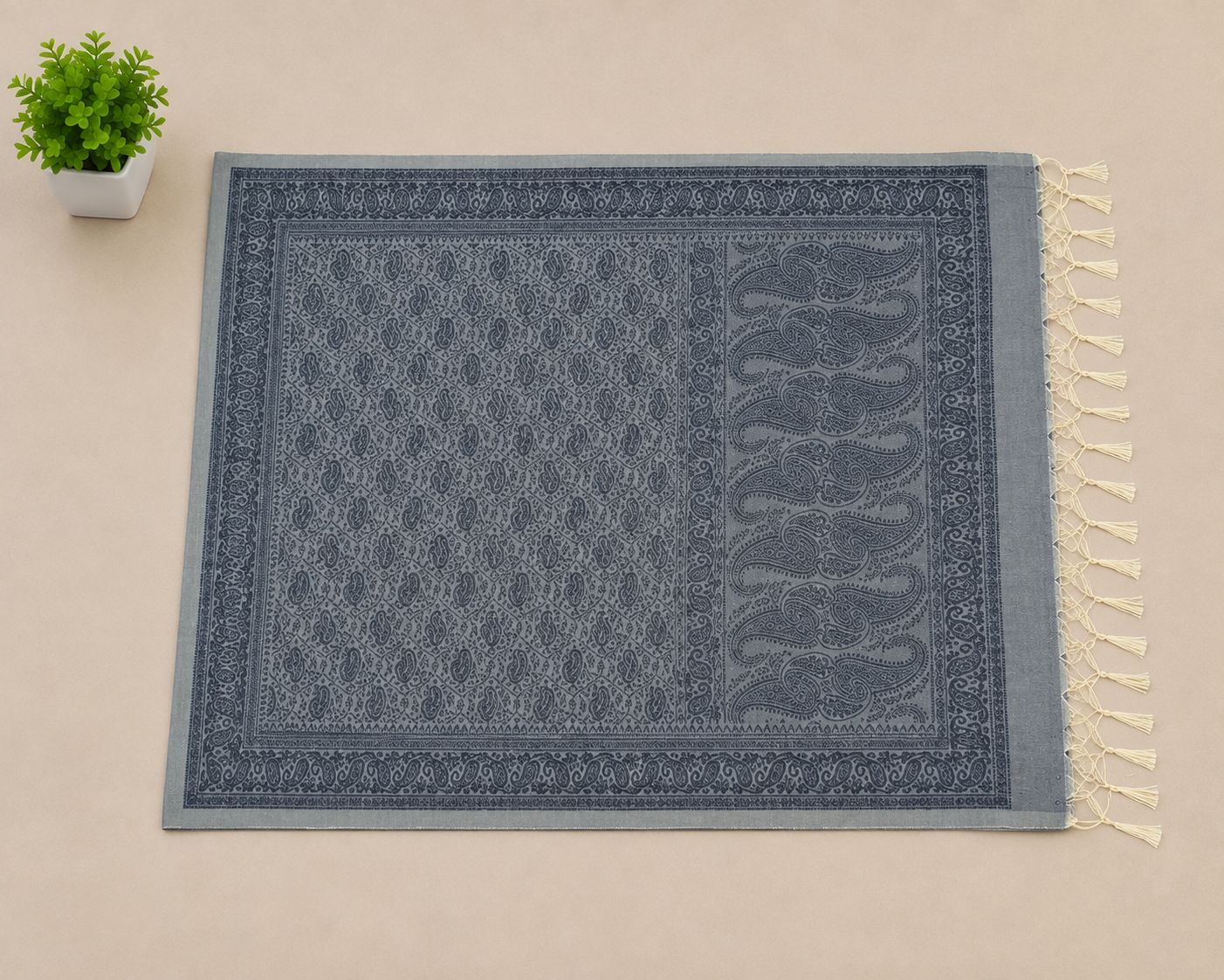 Banarasi Silk Stole Steel Blue Size: 180cm X 50cm