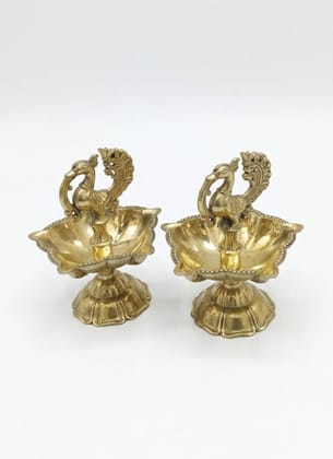 Elegant Brass Peacock Diyas