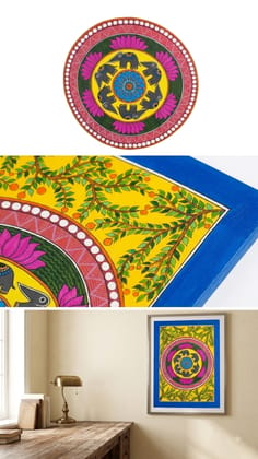 Handmade Madhubani Painting - Elephant & Lotus Mandala Art on Canvas (Unframed) Handmade Madhubani Painting - Elephant & Lotus Mandala Art on Canvas (Unframed)