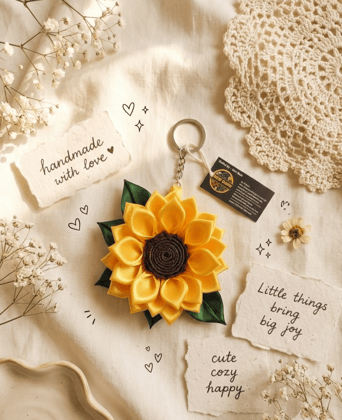 New Dash Handmade Satin Ribbon Flower Keychain & Bag Charm | Elegant Floral Accessory | Handmade Gift for Women & Girls