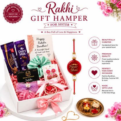 New Dash Rakhi Gift Hamper for Sister – Premium Raksha Bandhan Gift Set with Chocolates, Rakhi & Accessories