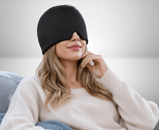 Migraine and Headache Cold Pack Head Relief Cap for Tension Headache, Puffy Eyes, Sinus Headache and Stress Relief Gel Cold Compress, Black - Single Layer